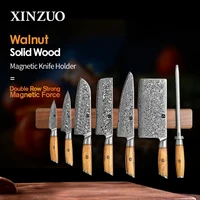 XINZUO 50 cm porte-couteau magnétique puissant couteau magnétique bande à la main noyer solide couteaux en bois support mural bloc 1