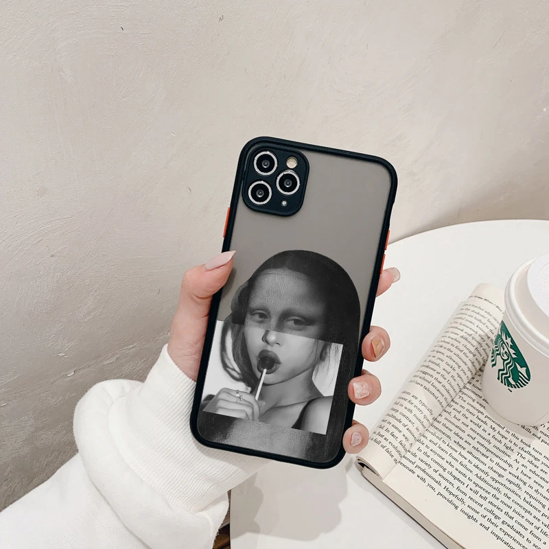 Cartoon-Kunst Ästhetische David Mona Lisa Handyhülle für iPhone 16 14 Plus 17 15 14 13 12 11 Pro Max XS X XR Stoßfeste Rückseite – Detail 8