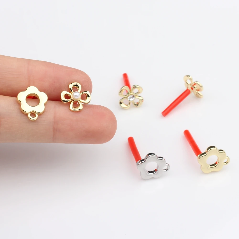 Zink-legierung Mode Blumen Basis Ohrringe Stecker Charms 6 teile/los Für DIY Ohrringe Schmuck Machen Zubehör – Detail 9