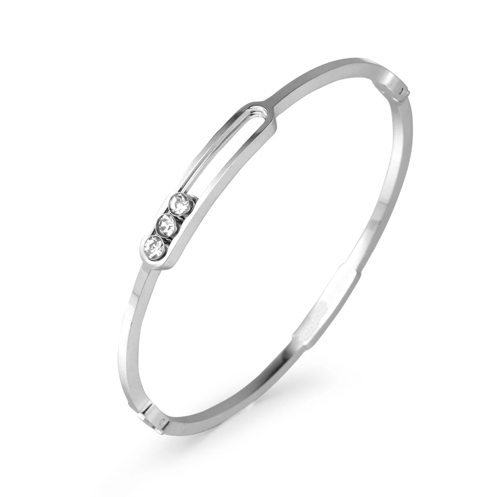 Popular classic women's stainless steel 18k gold bracelet sliding set diamond bracelet