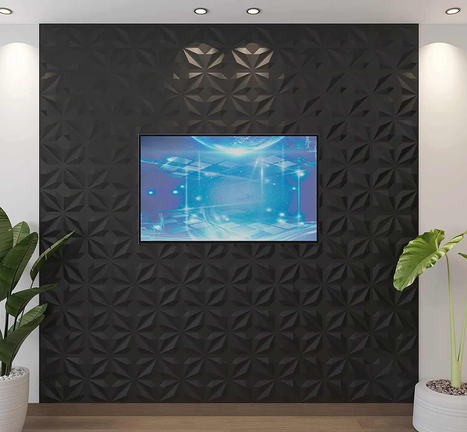 12 Pcs Super 3D Art Wall Panel PVC Waterproof renovation 3D wall sticker Tile Decor Diamond Design DIY Home Decor11.81''x11.81'' images - 6