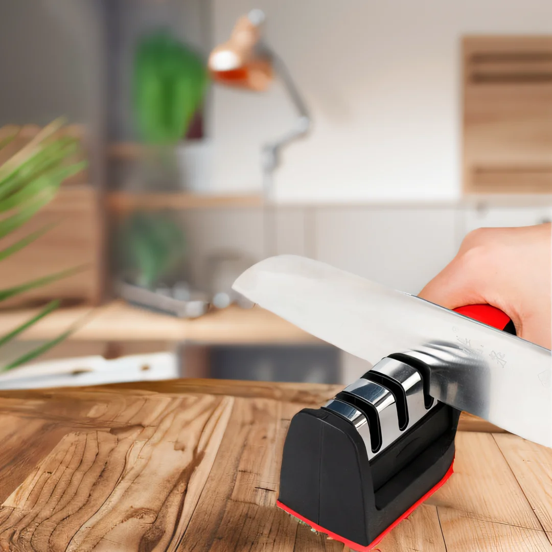 Kitchen 3/4-Segment Knife Sharpener Household Multi-Functional Hand-Held 3/4-Purpose Black Sharpening