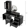Vanity Desk with Mirror and Lights Makeup Vanity Table Set with Charging Station Black Desk with Storage Cabinet, 2