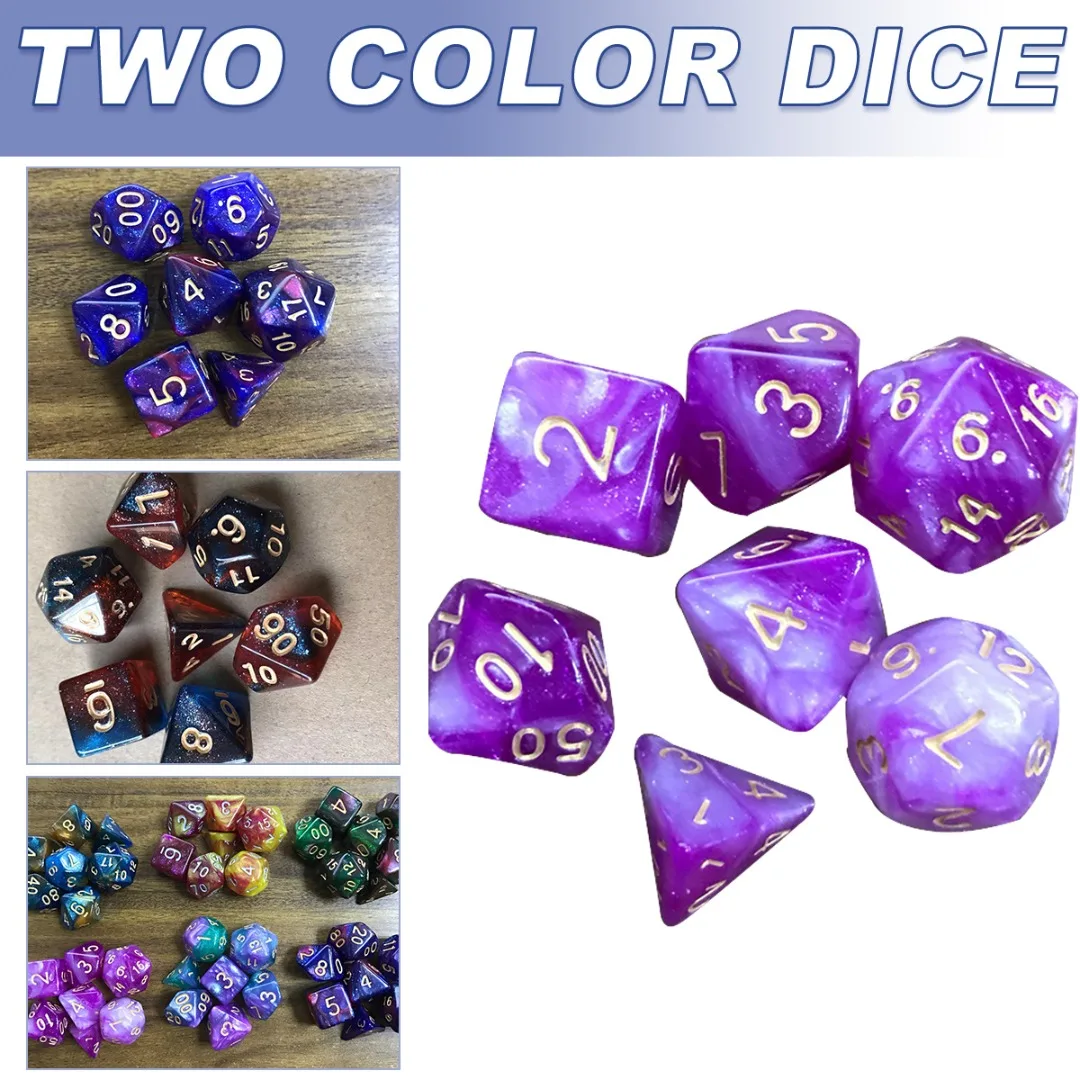 

7pcs/set Durable Acrylic Polyhedral Dices Multi-sided Digital Game Dices + Black Cloth Bag For Board Games Accessories
