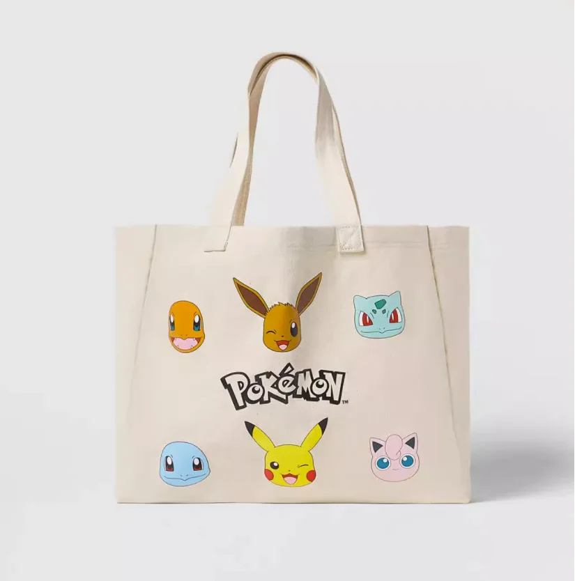 Tote Eevee Cartoon Print Children's Tote Girls Pikachu Shopping Bag Shopping Canvas One Shoulder Crossbody Bag