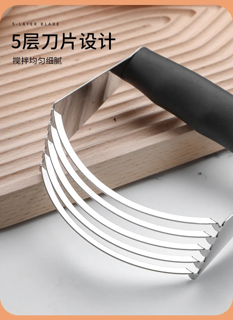 Description Picture 6 of itemHand Held 5 Blades Dough Blender Stainless Steel Duty Dough Blender Pastry Cutter Chopper Kitchen Baking Dough Butter Tools