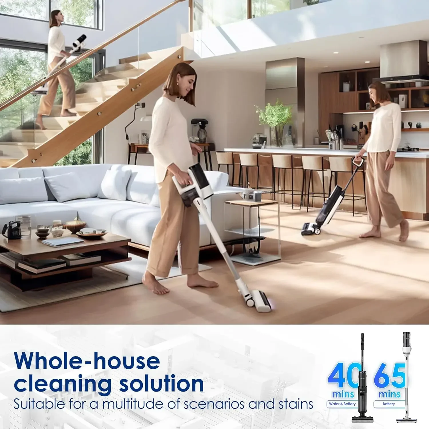 Tineco Floor ONE S7 Combo Multi-Function Cleaner, Suitable for Whole House Cleaning, Self-Cleaning, Extended Battery
