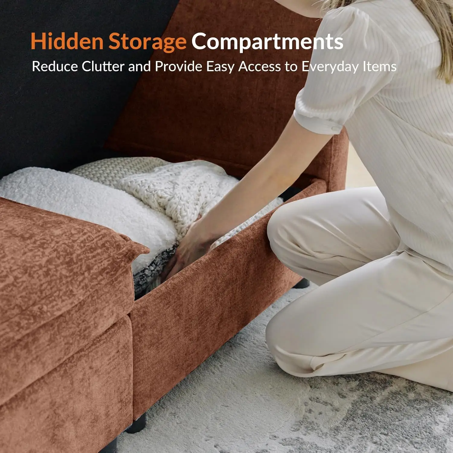 Oversized Modular Sectional Sofa, 8 Seat U Shaped Couch with Storage Ottoman, Comfy Chenille Sofa with Deep Seat