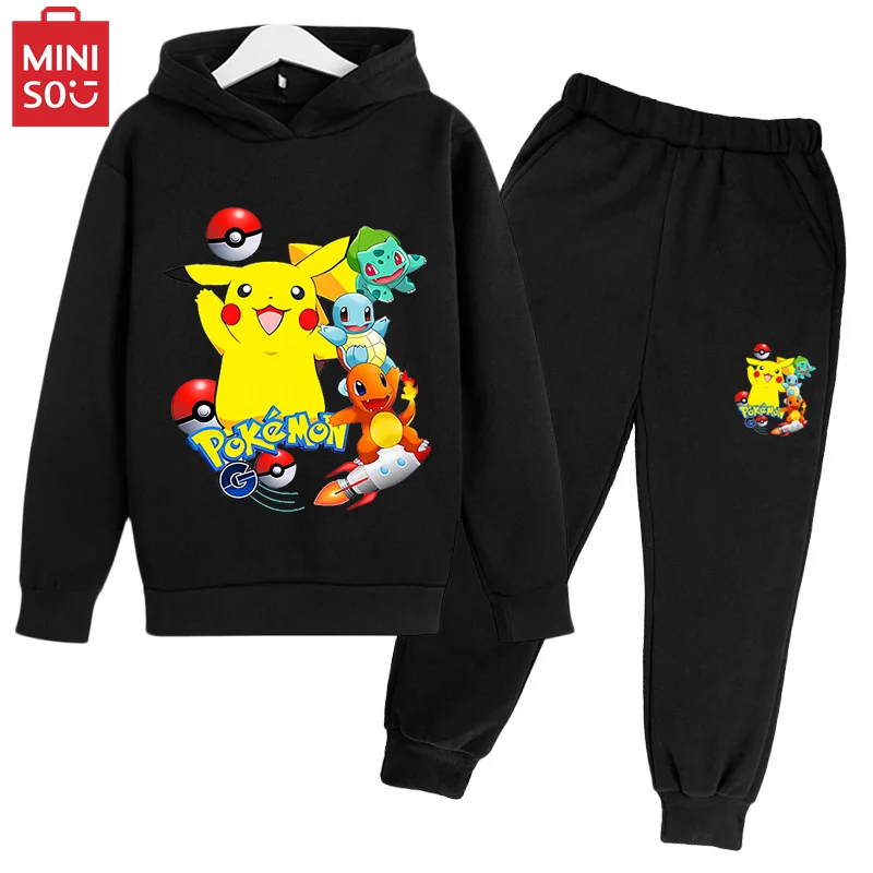 

Pokmon Boy Hoodie + Pants Kids Pikachu Set Long Sleeve Clothing for kids 3-14 years old Set Baby Boy casual tracksuit
