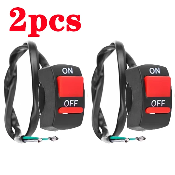 Universal Motorcycle Handlebar Power Switch – Flameout On/Off Button (2-Pack, Black, DC12V/10A)
