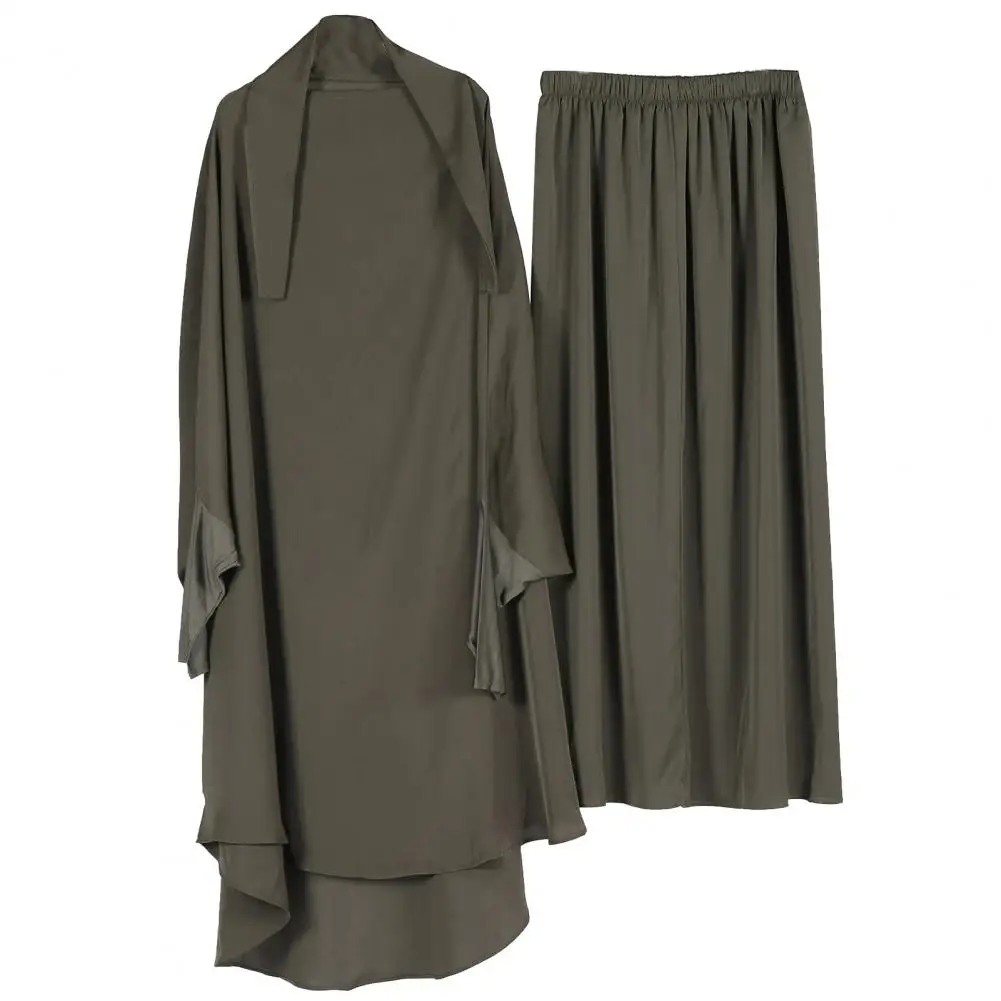 

Middle East Women Event Attire Elegant Women's Robe Skirt Set with Drawstring Waist Pleated Design Traditional for Conservative