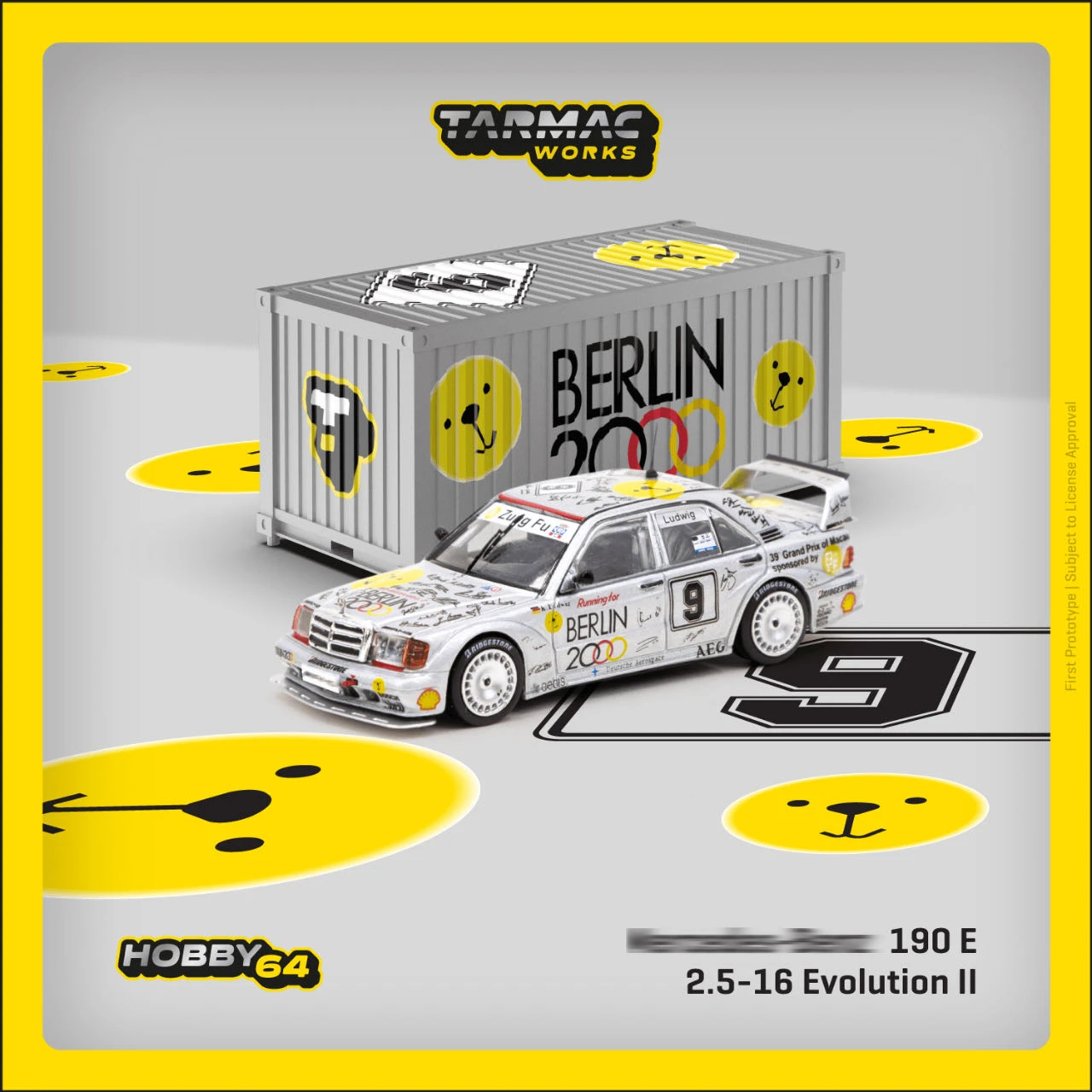 Pressa Tw 1:64 190E 2.5-16 Evo Ii Berlino Bear Container Diecast Diorama Car Model Collection Miniature Carros Tarmac Works