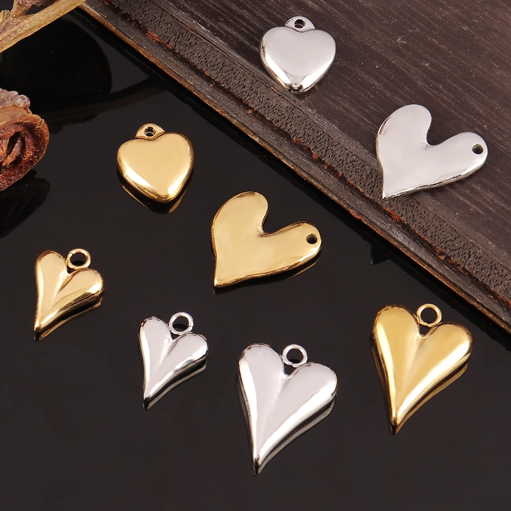 5 Stück Edelstahl Herzanhänger mit großem Loch für DIY Ohrringe, Halsketten, Armbänder, Schmuckherstellung, Zubehör – Detail 2