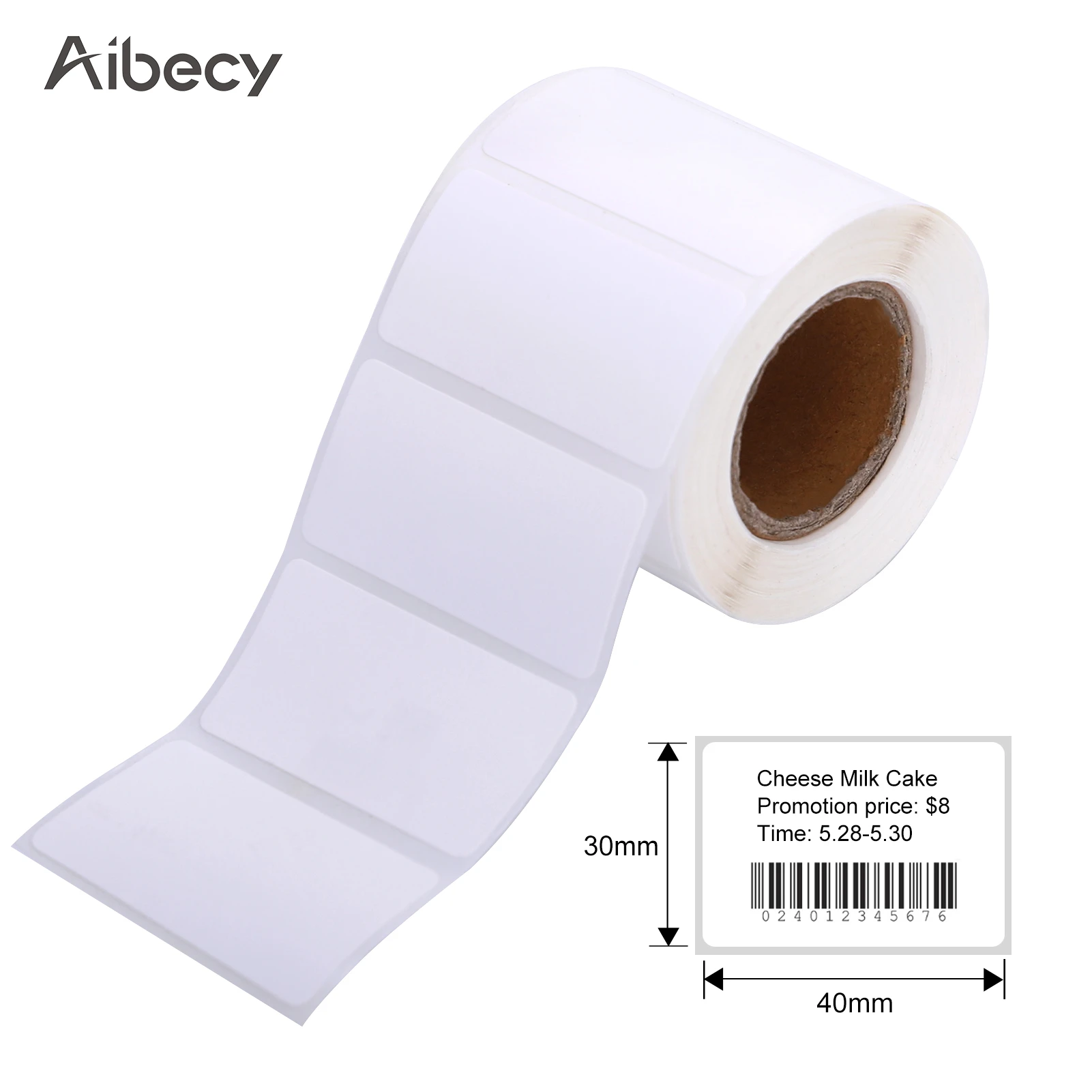 Aibecy rollo de papel autoadhesivo para impresora de etiquetas, papel autoadhesivo para impresión térmica, impermeable, para serie AliExpress