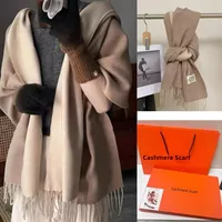 Thickened Long Tassel Scarf Double-sided Color Block Cashmere Imitation Shoulder Wrap Versatile Winter Fashion Elegant Style
