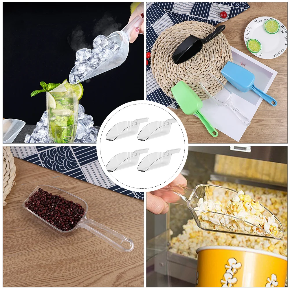 Popcorn Baking Flour Ice Scoop Cube Household Grain Practical Plastic Food 4 Pcs