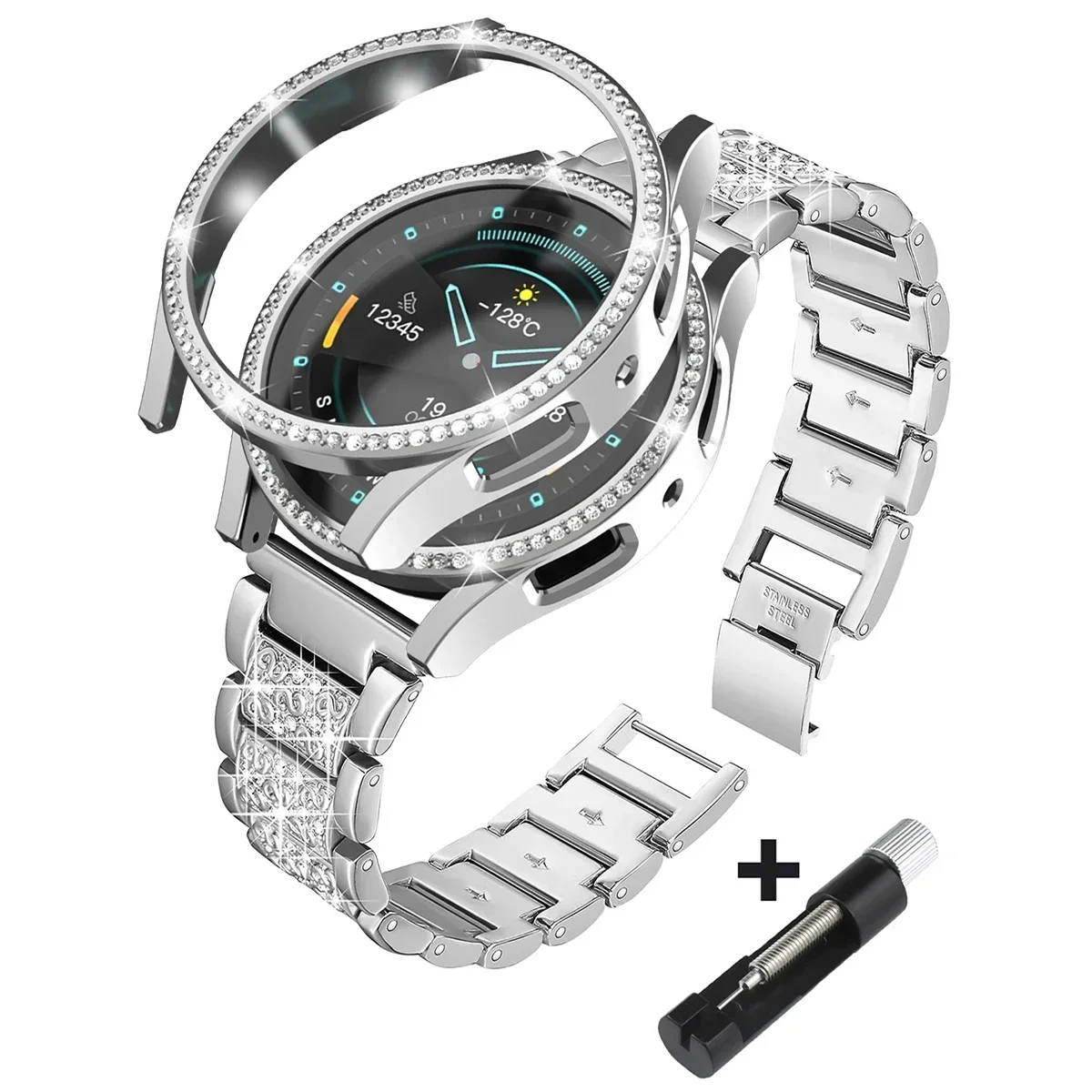 Stainless Steel Diamond Bracelet with Protective Bumper Case