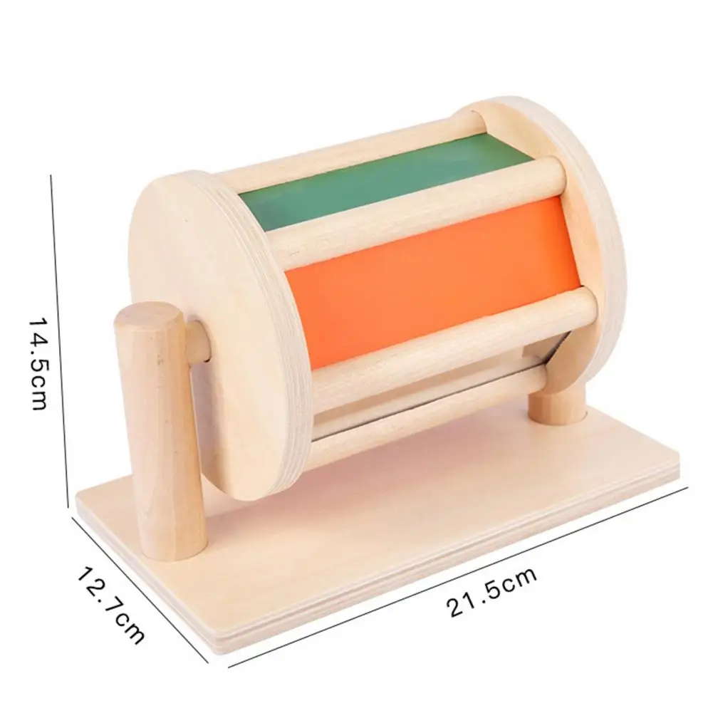 Wooden Spinning Wheel Baby Toy Rainbow Drum Parent-children Interaction Spinning Drum Educational Toy Rainbow
