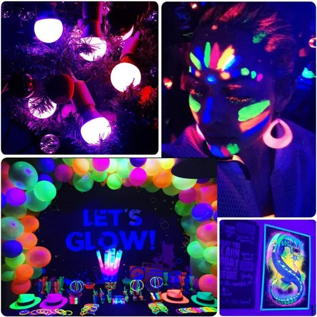 Lampadine UV LED 9W 395nm - Set Da 2, Luce Nera Per Feste, Body Painting E Decorazioni Fluorescenti - Foto 5