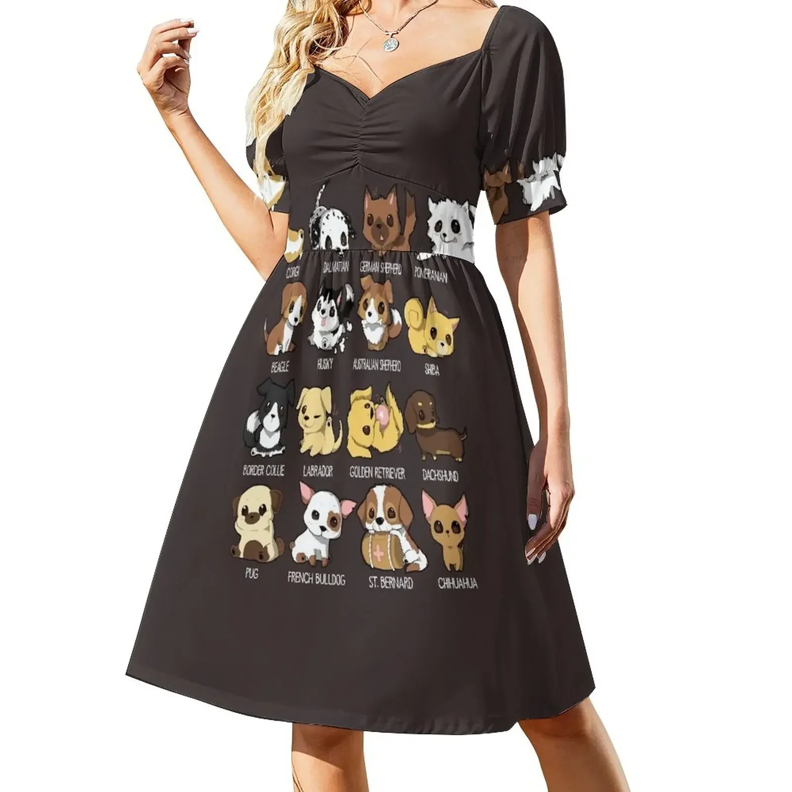 Vestido de manga corta para amantes de los perros, elegante vestido de mujer para boda, vestidos de fiesta para mujer