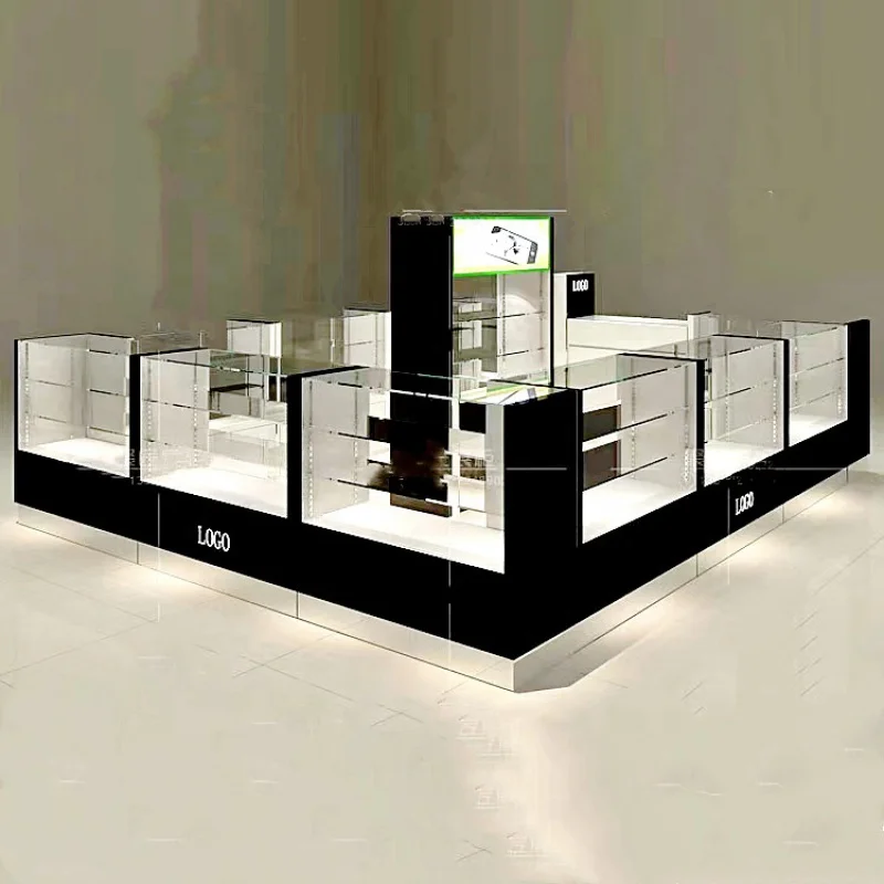 Personalizzato, Chiosco Di Profumo In Legno Nero Gioielli Vetrina Di Vetro Gioielli Display In Vetro Centro Commerciale Chiosco Di Gioielli Stand
