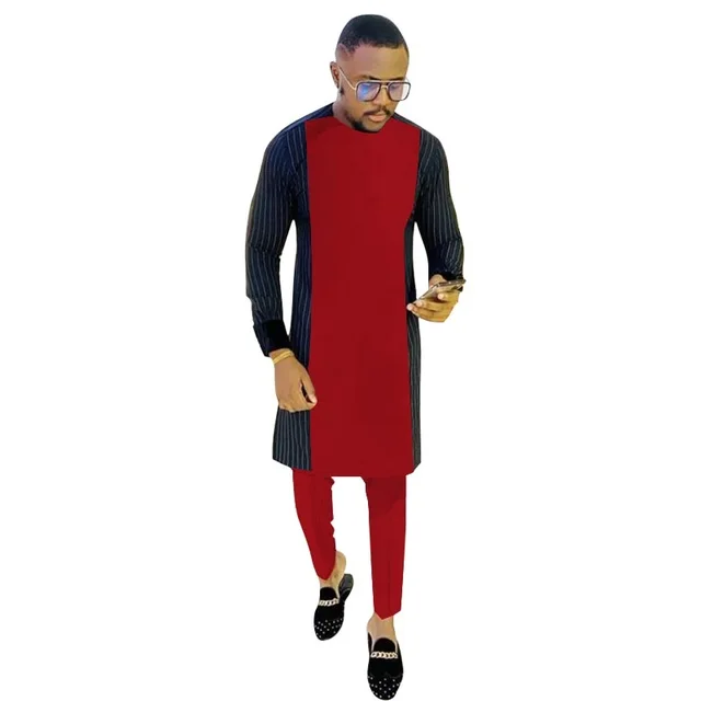 Tega Stripe Long Sleeve Kaftan Outfit