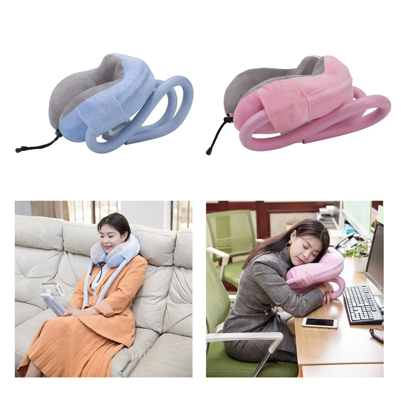 Neck Pillow with Phone Holder, Travel Pillows for Sleeping , Portable