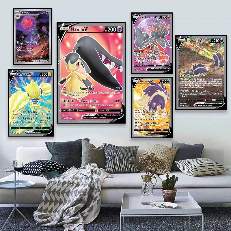 Pokemon Anime Canvas Painting Sword & Shield Evolutions V Vmax Poster And Print Acquerello Wall Art Picture Home Decor Gifts