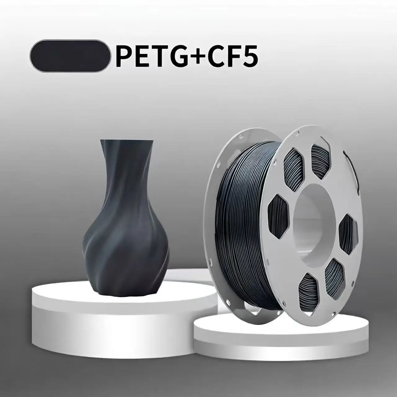 4개 구매 시 1개 무료 PETG CF 필라멘트 1.75mm 1KG - 고강성 탄소섬유 강화, 저왜핑, Bambu Lab용 부드러운 출력 (스무스 프린팅)