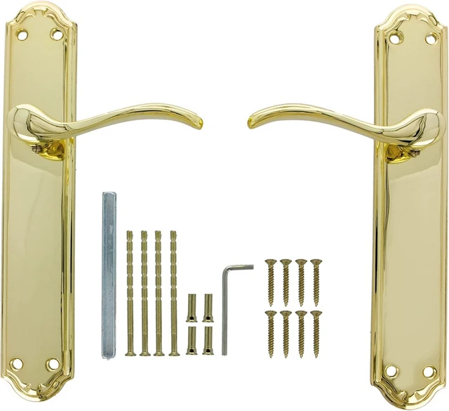 1 Pair European ALFA Zinc Alloied House Door Handle With Plate Gold Juego  De Manillas Placa