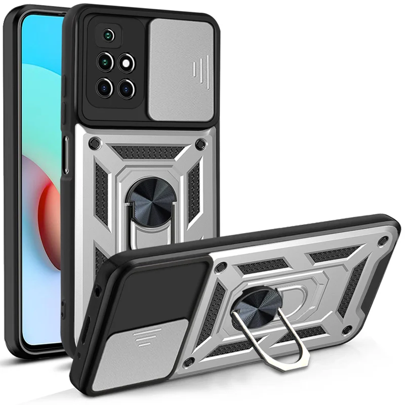 thumbnail image 1 of PKCASE Slide Camera Lens Case for Xiaomi Redmi Note 9 10 11 11S 12 Pro Max Grade Bumpers Armor Ring Cover For Mi 11 12 12X 12C, 1 of 5