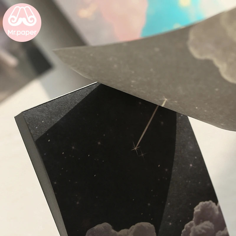Mr Paper 100pcs/lot Ins Style Rainbow Star Sunset Waves Loose Leaf Memo Pads Minimalist Write Down Points Artsy Style Memo Pads 5