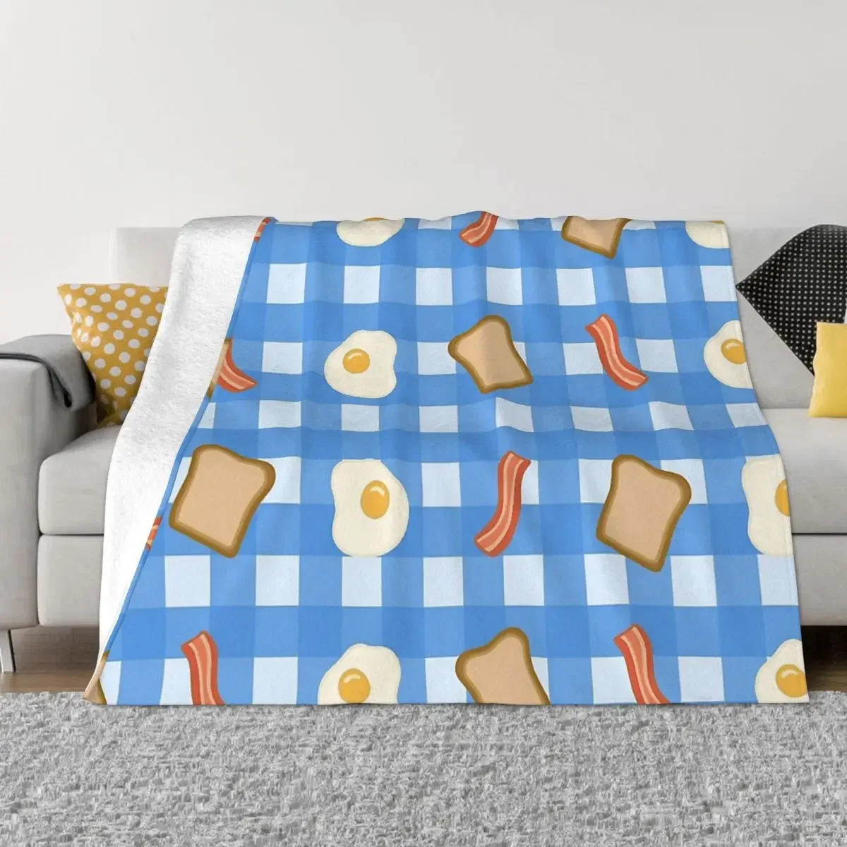 

Cute Cartoon Blanket Flannel Decoration Cute Little Breakfast Portable Home Bedspread