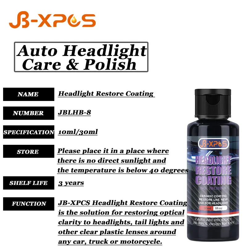 Headlight Restorer Renovation Coat Agent Polishing Kit Repair Yellowed  Oxidized Minor Cracked Blurried JBXG-8 - AliExpress