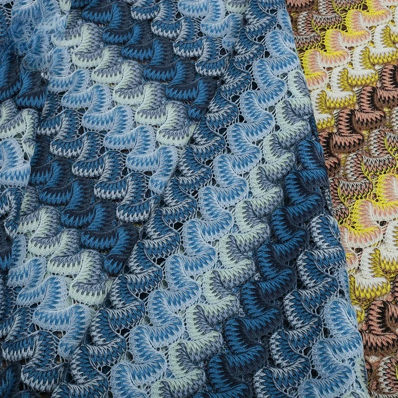 Gradient Mixed Color Knitted Fabric Pure Polyester Warp Knitted Jacquard Hollow Bohemian Style Fashionable Fabrics By Yard 2