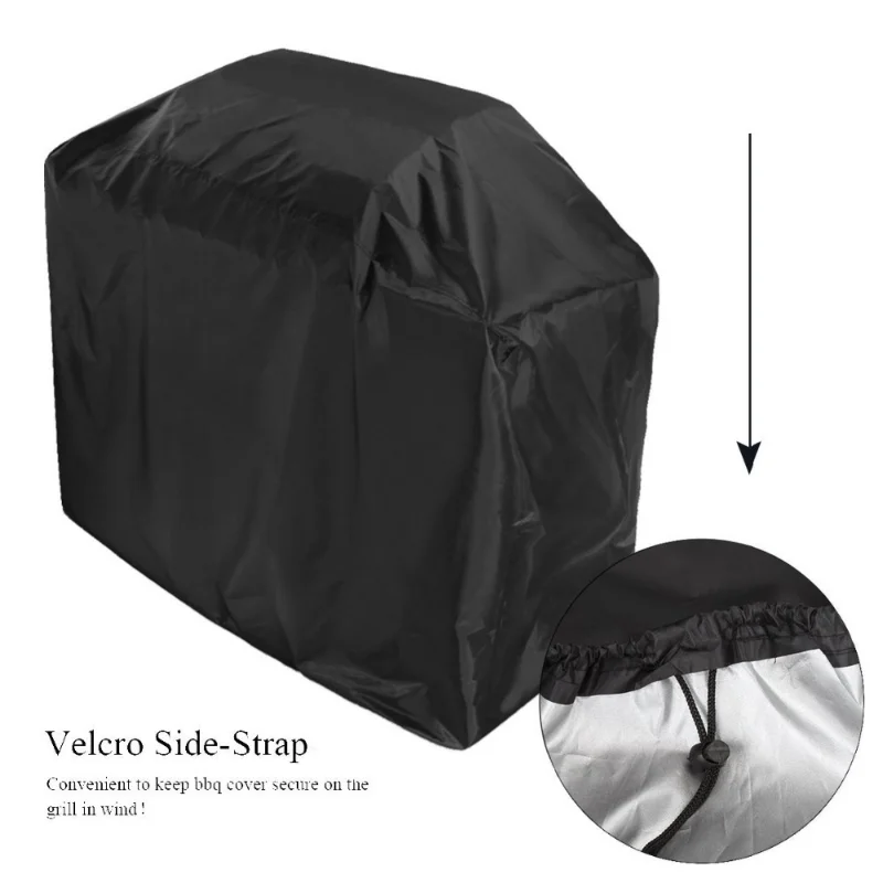 Waterproof BBQ Cover Grill Cover Anti Dust Rain Gas Charcoal Electric Barbeque Garden Grill Protection Outdoor 4 Sizes Black BLK