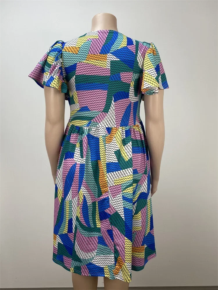 Wmstar Plus Size Dresses for Women Clothing 5xl Batwing Short Sleeve Sweet Midi Dress New Summer Holiday Wholesale Dropshipping