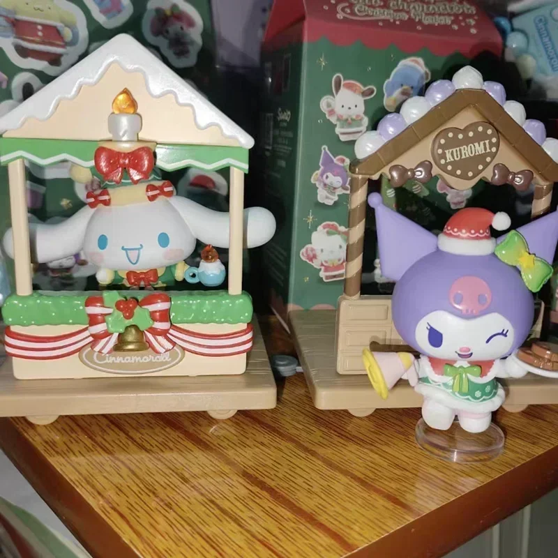 

Sanrio Рождественская марка серии Kawaii глухая коробка Kuromi Melody Cinnamoroll почтовая фигурка собирать игрушки декор комнаты детский подарок