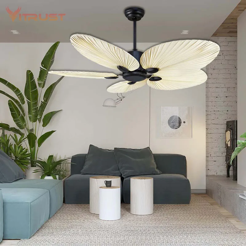 Trending Ceiling Fan 5 Palm Blades Decorative Ceiling Fans for Villa Living Room Bed Room ceiling fan