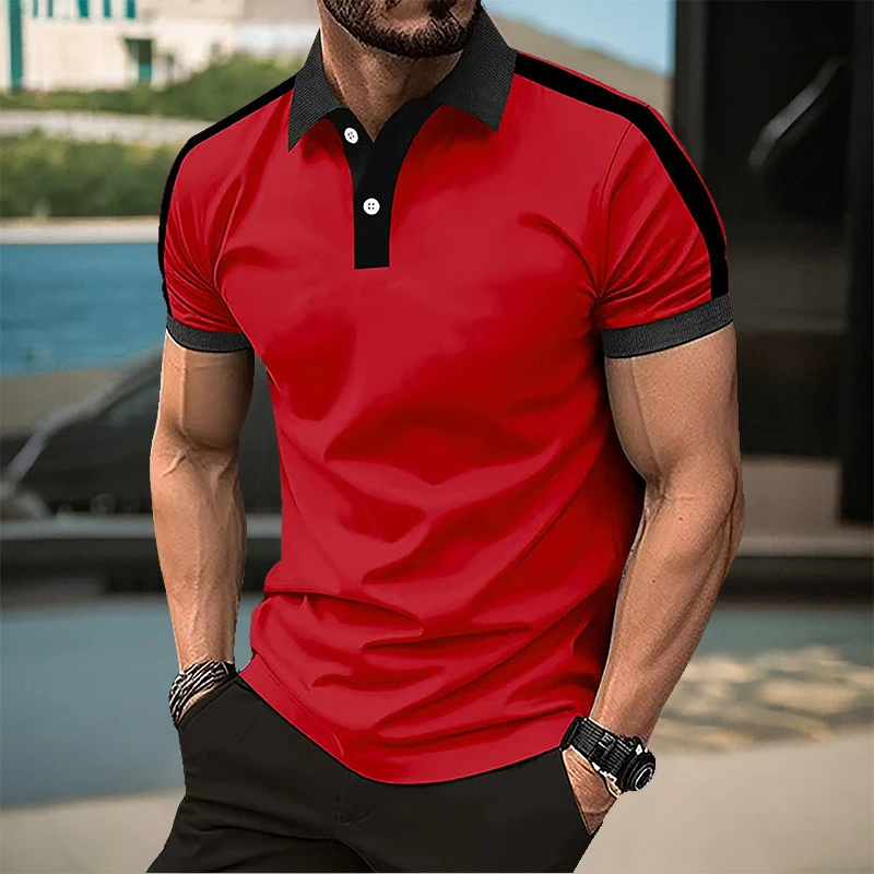 Polo Shirt Mens Golf Shirts Men's Summer Casual Short-Sleeved Polo Shirt Business Casual Breathable T-Shirt Men's Sport Top European and American plus size