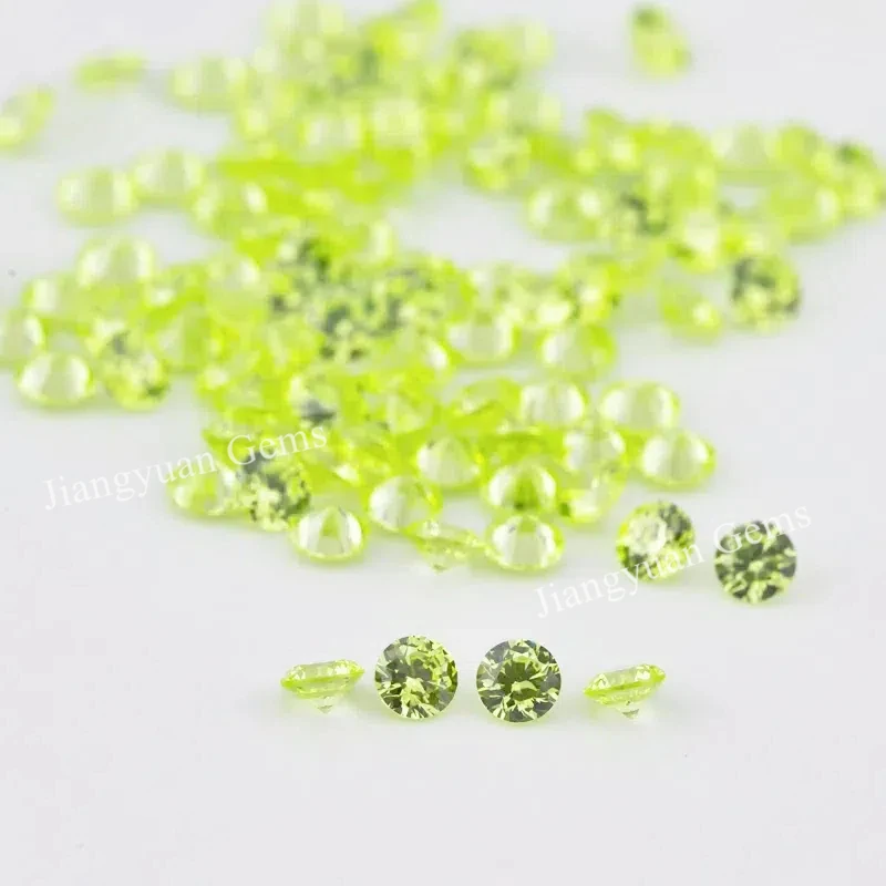 Größe: 1,0 mm ~ 10,0 mm, Zirkon 5A, runder Schliff, apfelgrüner Zirkonia-Stein, loser CZ-synthetischer Edelstein für die Schmuckherstellung – Detail 7