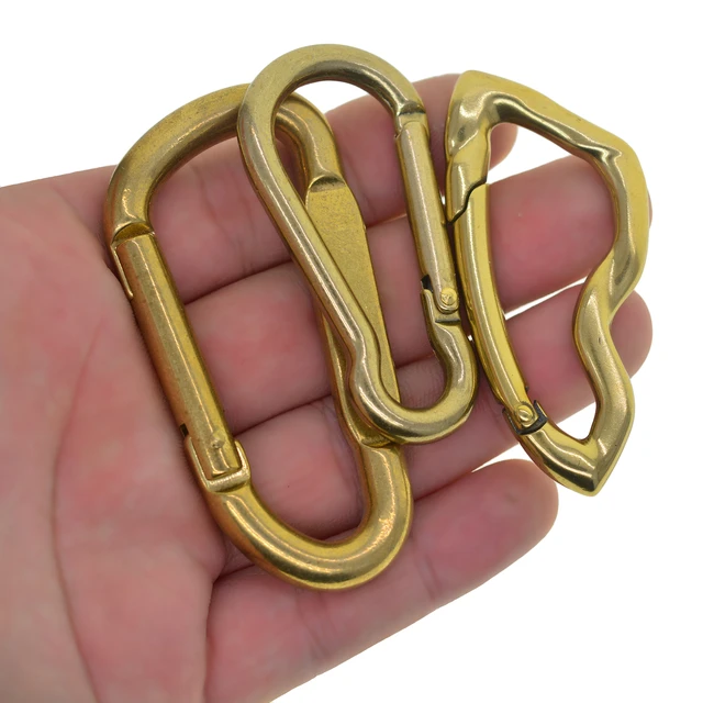 assorted styles Solid brass Simple D Oval Spring load Snap carabiner  keychains Hooks clip Purse Shoulder Strap EDC FOB Car - AliExpress