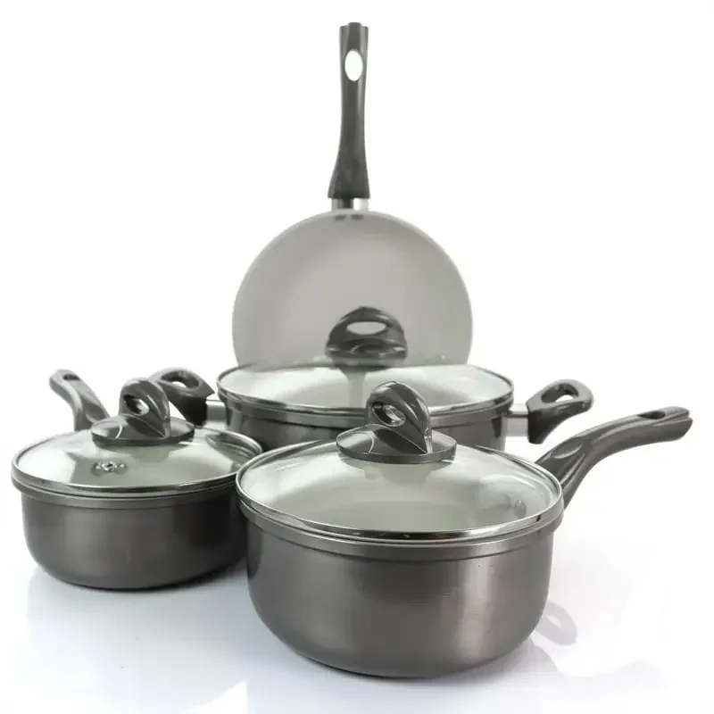 Hestonville 7 Piece Aluminum Nonstick Cookware Set in Grey with