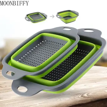 접이식 실리콘 배수 바구니, 과일 야채 세척 바구니, 접이식 여과기 소쿠리, 접이식 배수기, 주방 보관 도구