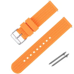 Sporty Waterproof Silicone Watch Strap - Quick Release Rubber Wristband in Multiple Sizes - 22mm (Orange - Silver)
