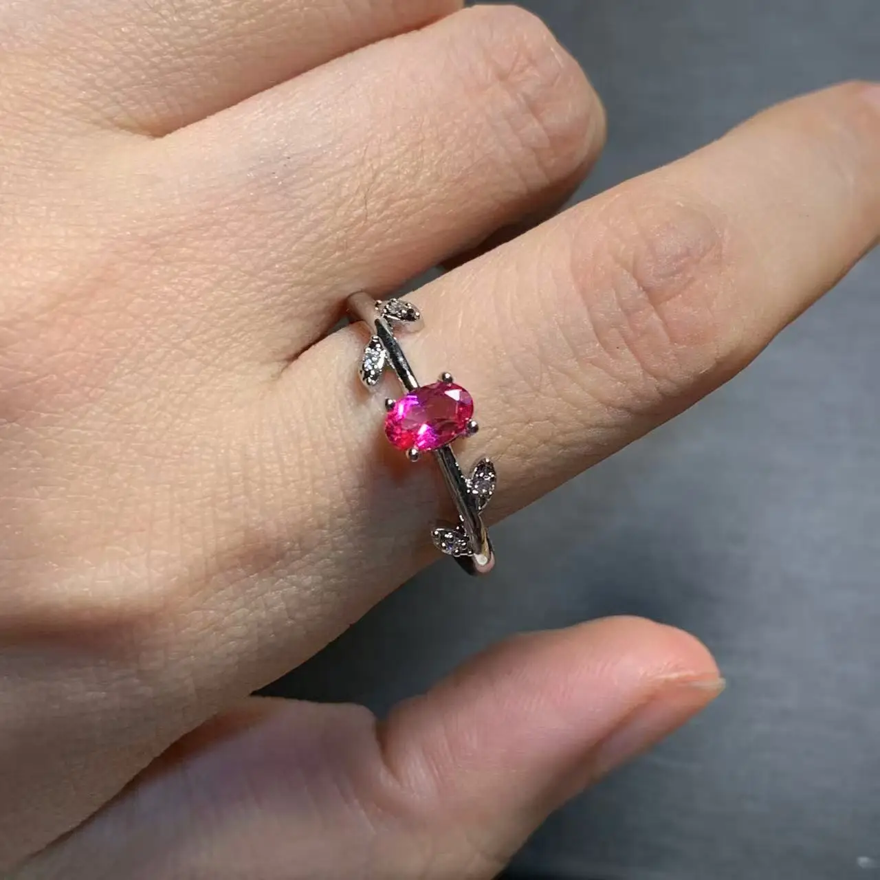 MM Natural PINK Topaz Ring Adjustable Female Ring Jewelry for Women Gift Wholesale High Quality Vintage Fine