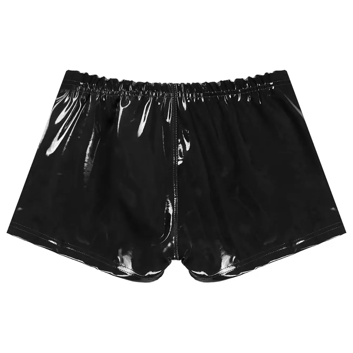 Men underwear 5XL Mens Sexy Open Crotch Leather Short Pants For Sex Latex Shaping Sheath Fetish Boxer Leather Underpants Bulge Pouch Sexi