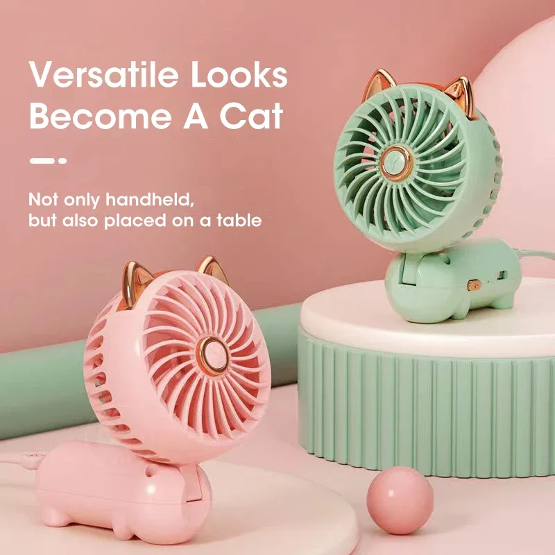 Handheld Portable Mini Foldable Desk Fan USB Rechargeable for Outdoor Travel Home Office Cooling Gift