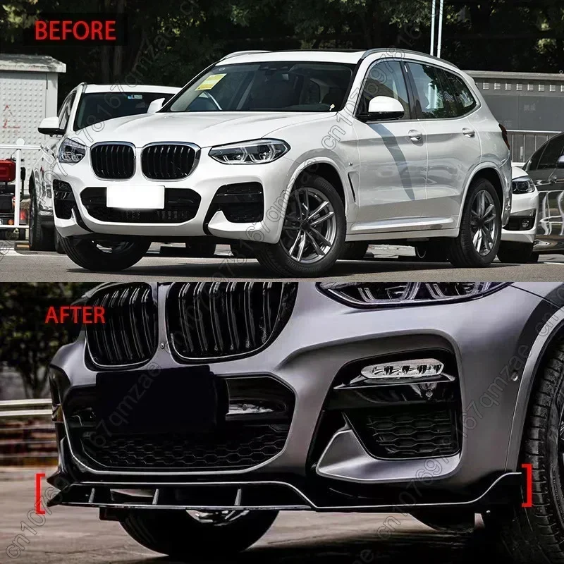 4Pcs Car Front Bumper Splitter Lip Diffuser Spoiler Black BMW X3 G01 & X4 G02 M40i M40d M-Pack M-Sport-Guard Cover car bumper spoiler bumper lip