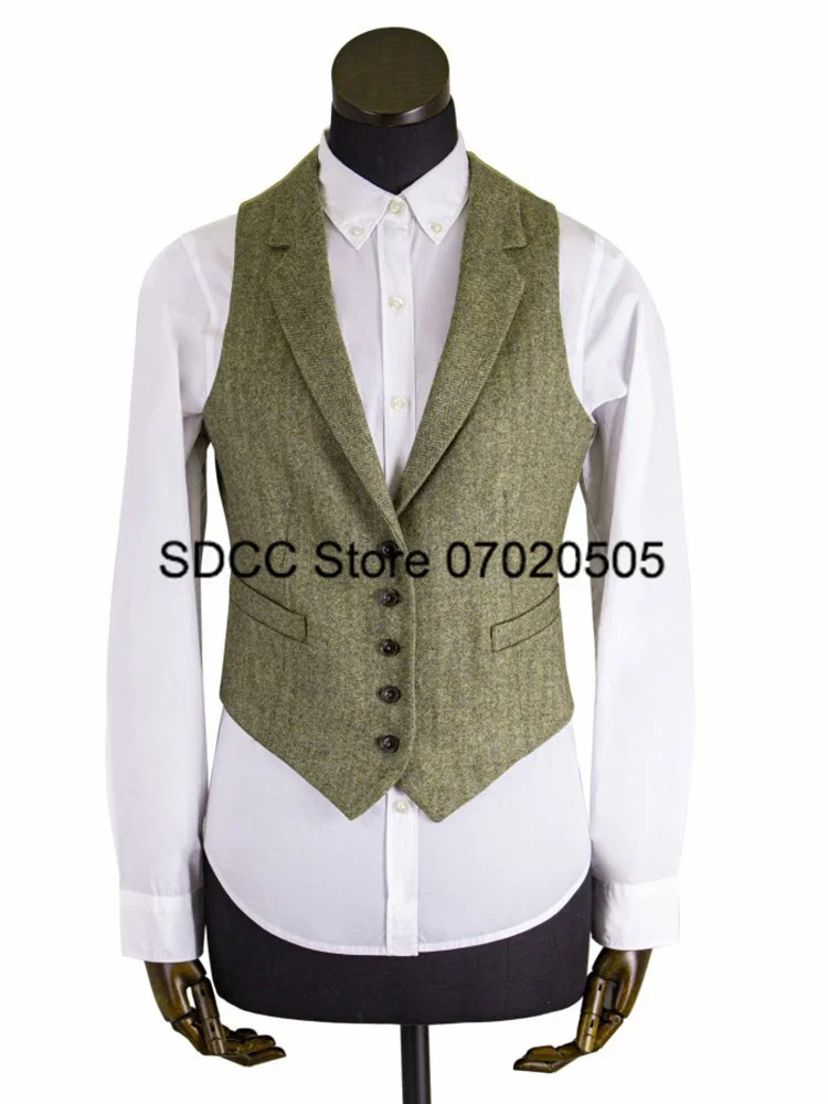 

Women Herringbone Vest Lapel Single Breasted Slim Fit Sleeveless Jacket Formal Office Dinner Elegant Lady Waistcoat Designer